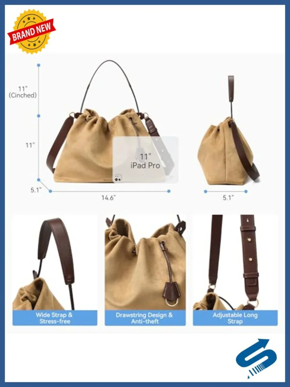 Slouchy Hobo Bag with Drawstring Closure and Dual Straps